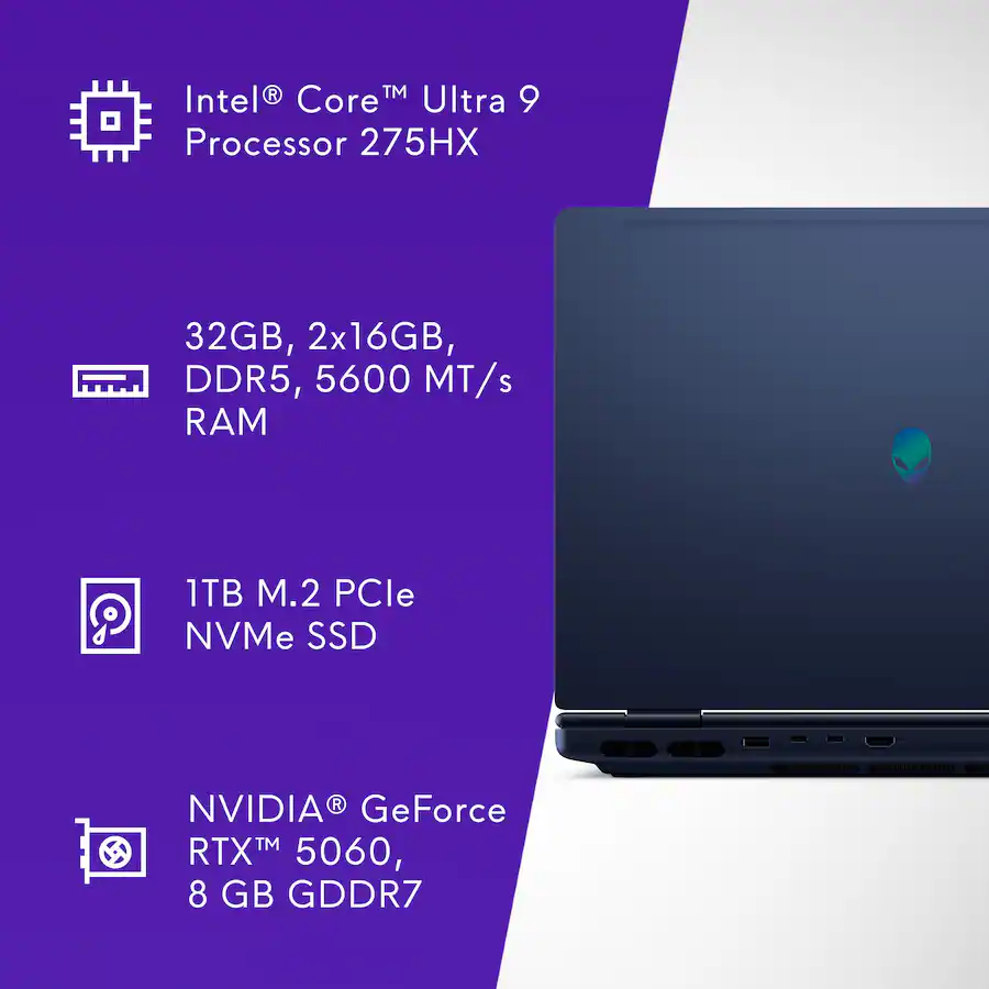 DELL ALIENWARE AURORA, Ultra 9 275HX, Nvidia 5070, 32GB, 1TB