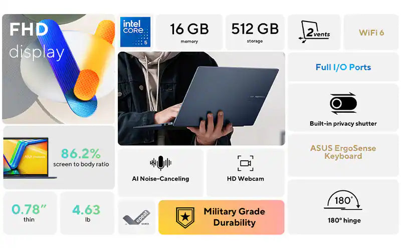 ASUS VIVOBOOK CORE 5 120U 16GB RAM 512GB SSD 17"