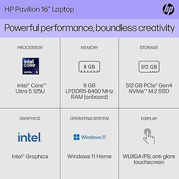 HP PAVILION ULTRA 5 8GB RAM 512G SSD WINDOWS 11 15.6"