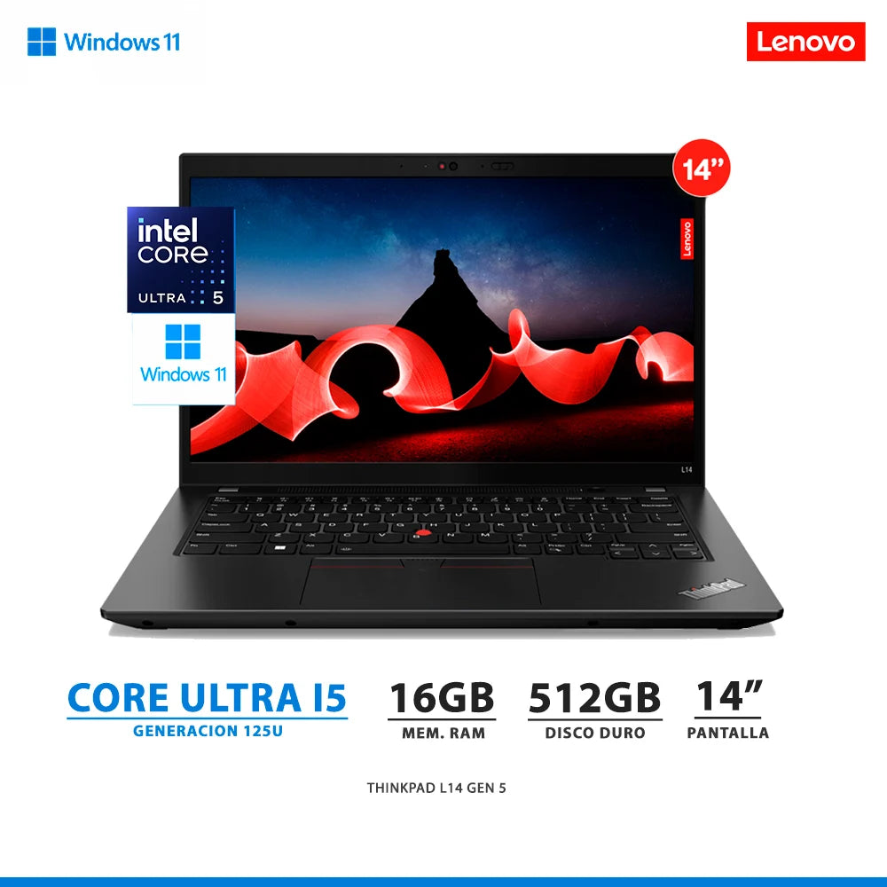 LENOVO THINKPAD GEN 5 L14  ULTRA 5 16GB RAM 512GB EMPRESARIAL 14"