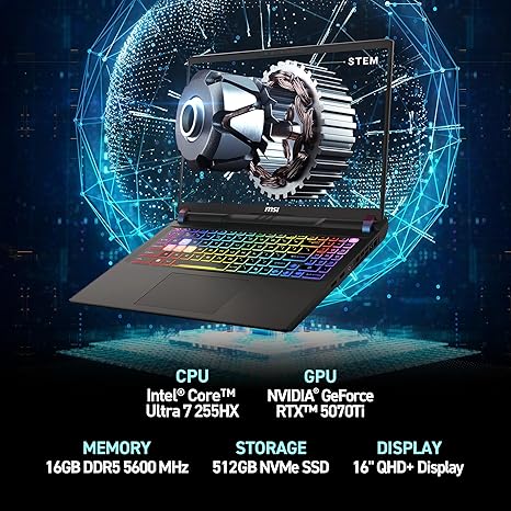 MSI VECTOR ULTRA 7, 16 GB RAM, 1 TB SSD, NVIDIA 5070 TI 12GB, 15,6"