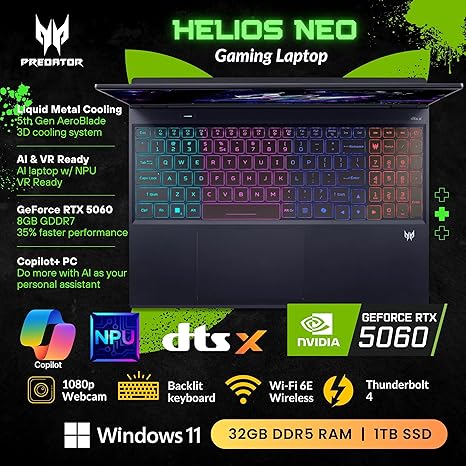 ACER PREDATOR HELIOS NEO ULTRA 9 32 GB RAM 1TB SSD RTX 5060 16"