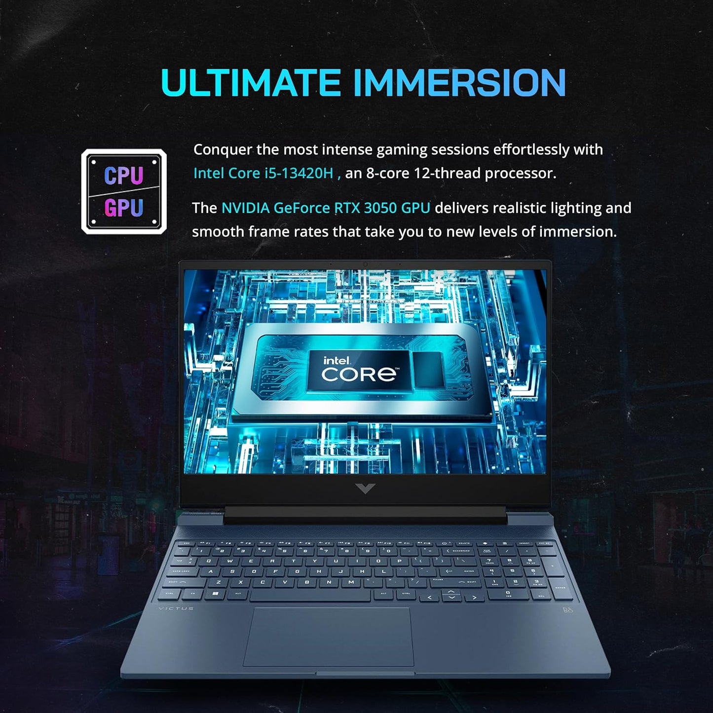HP VICTUS GAMING, 16GB RAM, 512GB SSD, Intel Core i5-13420H, T.Video 6GB