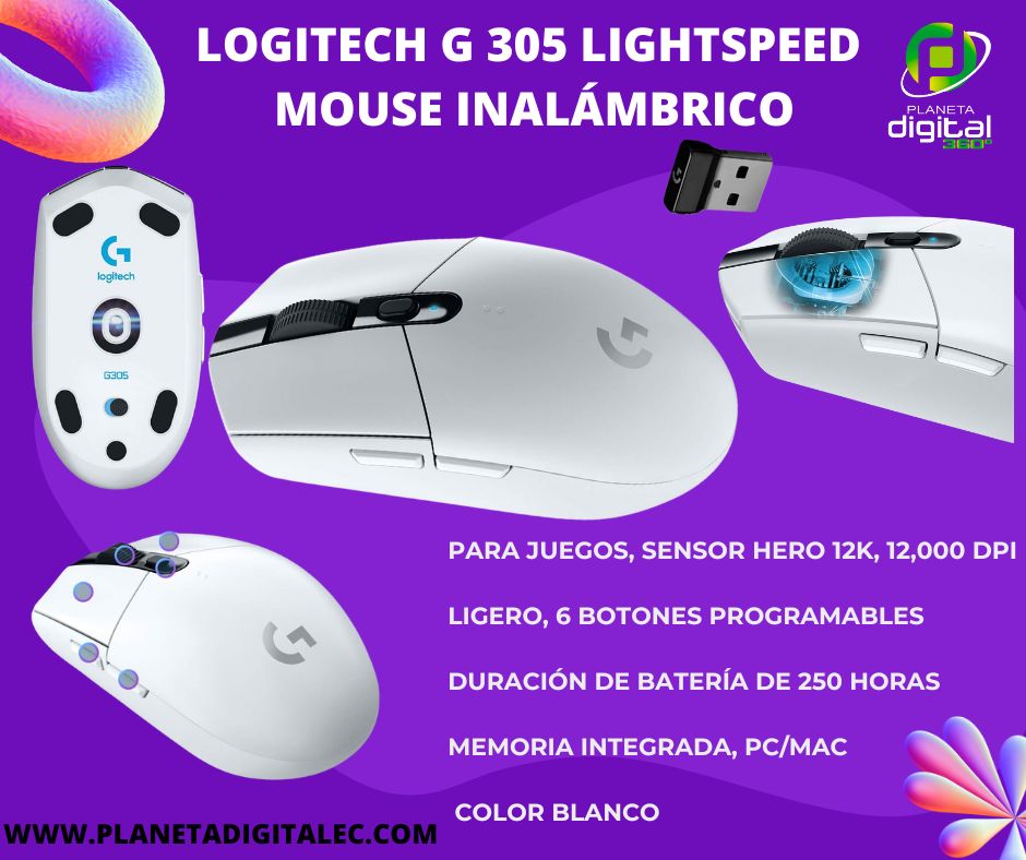 Logitech G 305 LIGHTSPEED Mouse inalámbrico para juegos – PLANETA ...