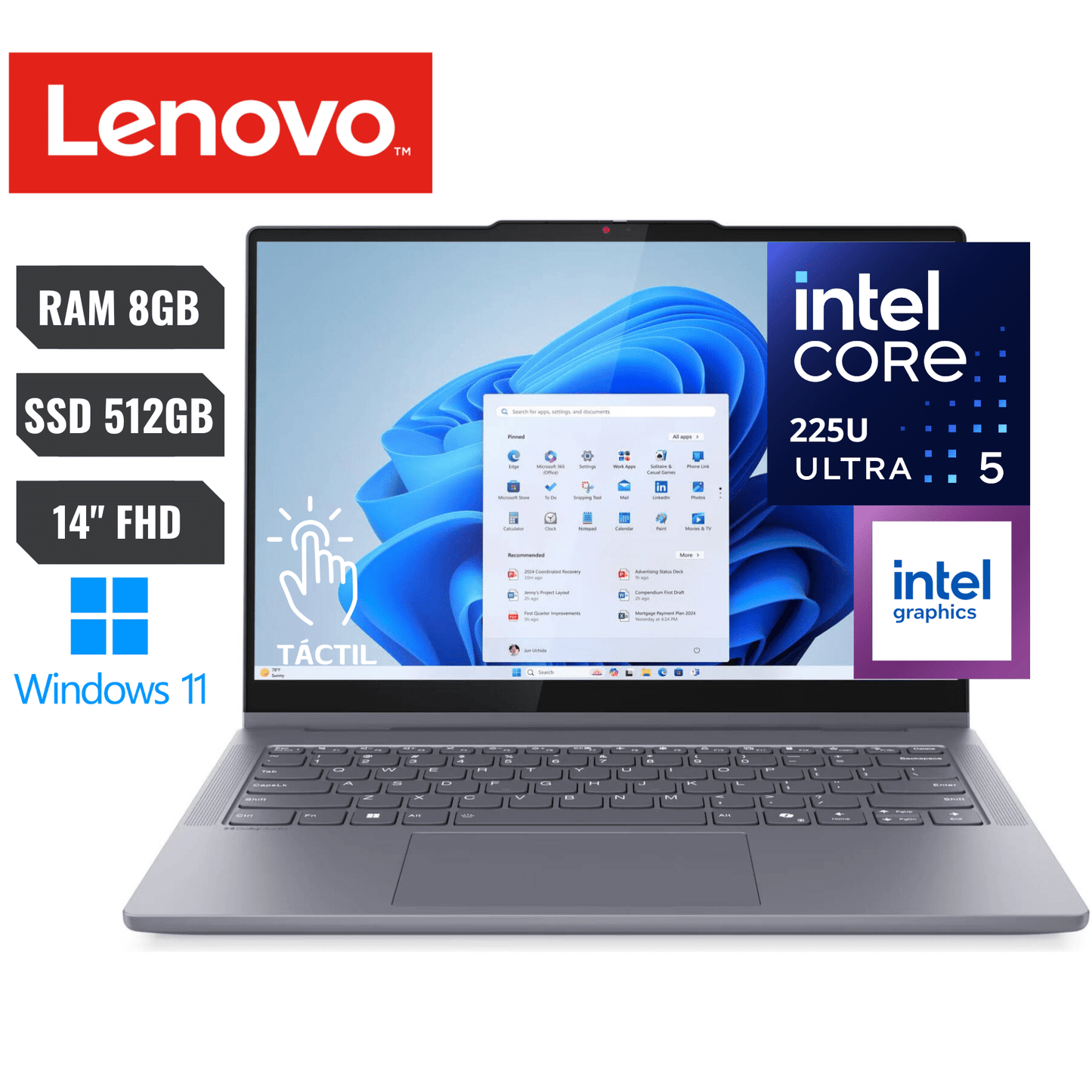 Lenovo ideapad Flex, Ultra 5 225U 8GB, 512GB, 2-1, Tactil 14Pulg